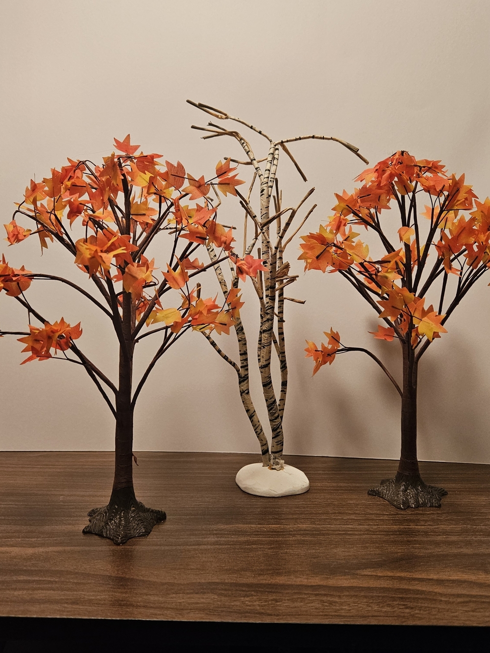 Department 56 Trees~Set Of 3~ Autumn Maple Trees And Winter Birch